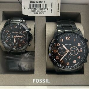 Fossil Black Chronograph Watch Set